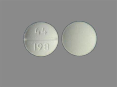 White round pill 44 198 - Pill Imprint AN 44. This white round pill with imprint AN 44 on it has been identified as: Primidone 50 mg. This medicine is known as primidone. It is available as a prescription only medicine and is commonly used for Benign Essential Tremor, Epilepsy, Seizures. 1 / 6.